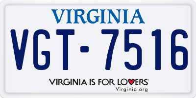 VA license plate VGT7516