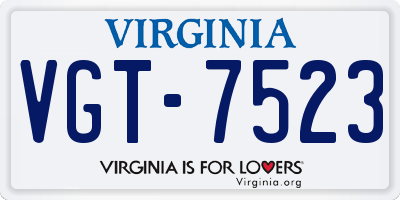 VA license plate VGT7523