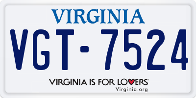 VA license plate VGT7524