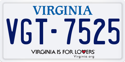 VA license plate VGT7525