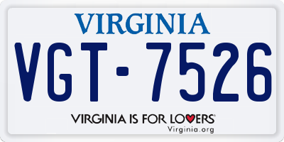 VA license plate VGT7526