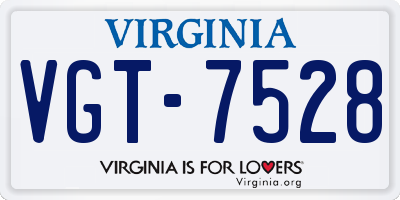 VA license plate VGT7528