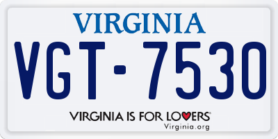 VA license plate VGT7530