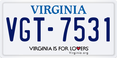 VA license plate VGT7531