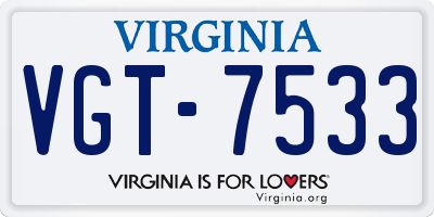 VA license plate VGT7533