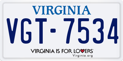 VA license plate VGT7534