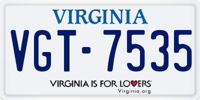 VA license plate VGT7535