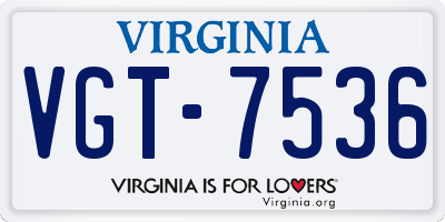 VA license plate VGT7536