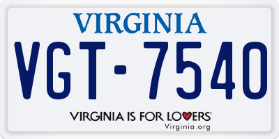 VA license plate VGT7540