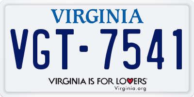 VA license plate VGT7541