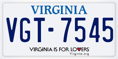 VA license plate VGT7545