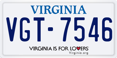VA license plate VGT7546