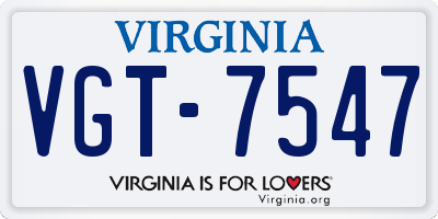 VA license plate VGT7547