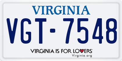 VA license plate VGT7548