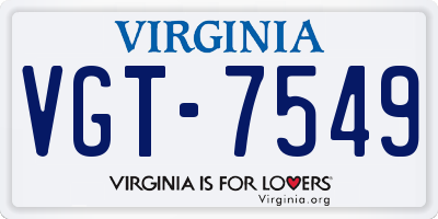VA license plate VGT7549
