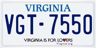 VA license plate VGT7550