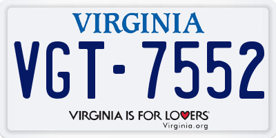 VA license plate VGT7552