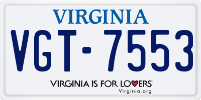 VA license plate VGT7553
