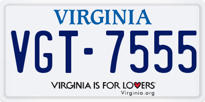VA license plate VGT7555