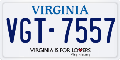 VA license plate VGT7557
