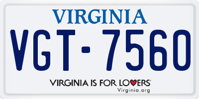 VA license plate VGT7560
