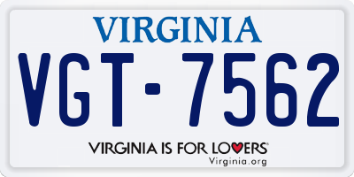 VA license plate VGT7562