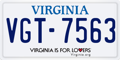 VA license plate VGT7563