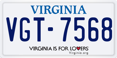 VA license plate VGT7568