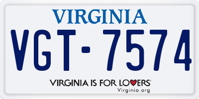VA license plate VGT7574