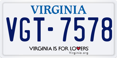 VA license plate VGT7578