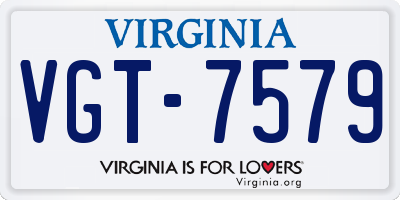 VA license plate VGT7579