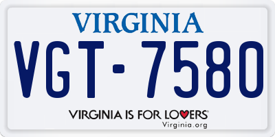 VA license plate VGT7580