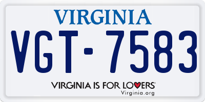 VA license plate VGT7583