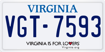 VA license plate VGT7593