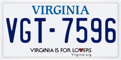 VA license plate VGT7596