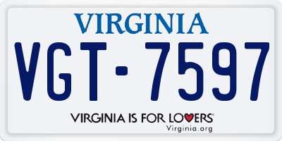 VA license plate VGT7597