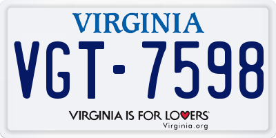 VA license plate VGT7598