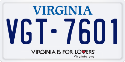 VA license plate VGT7601