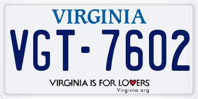 VA license plate VGT7602
