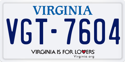 VA license plate VGT7604