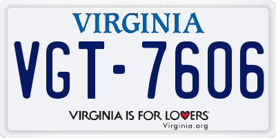 VA license plate VGT7606