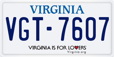 VA license plate VGT7607