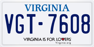 VA license plate VGT7608