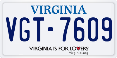 VA license plate VGT7609