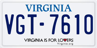 VA license plate VGT7610