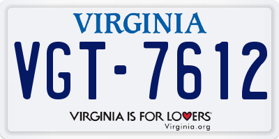 VA license plate VGT7612