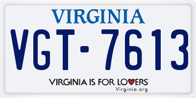 VA license plate VGT7613