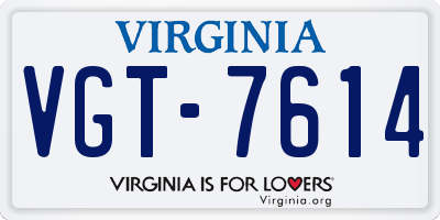 VA license plate VGT7614