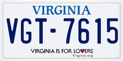 VA license plate VGT7615
