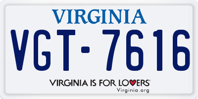 VA license plate VGT7616